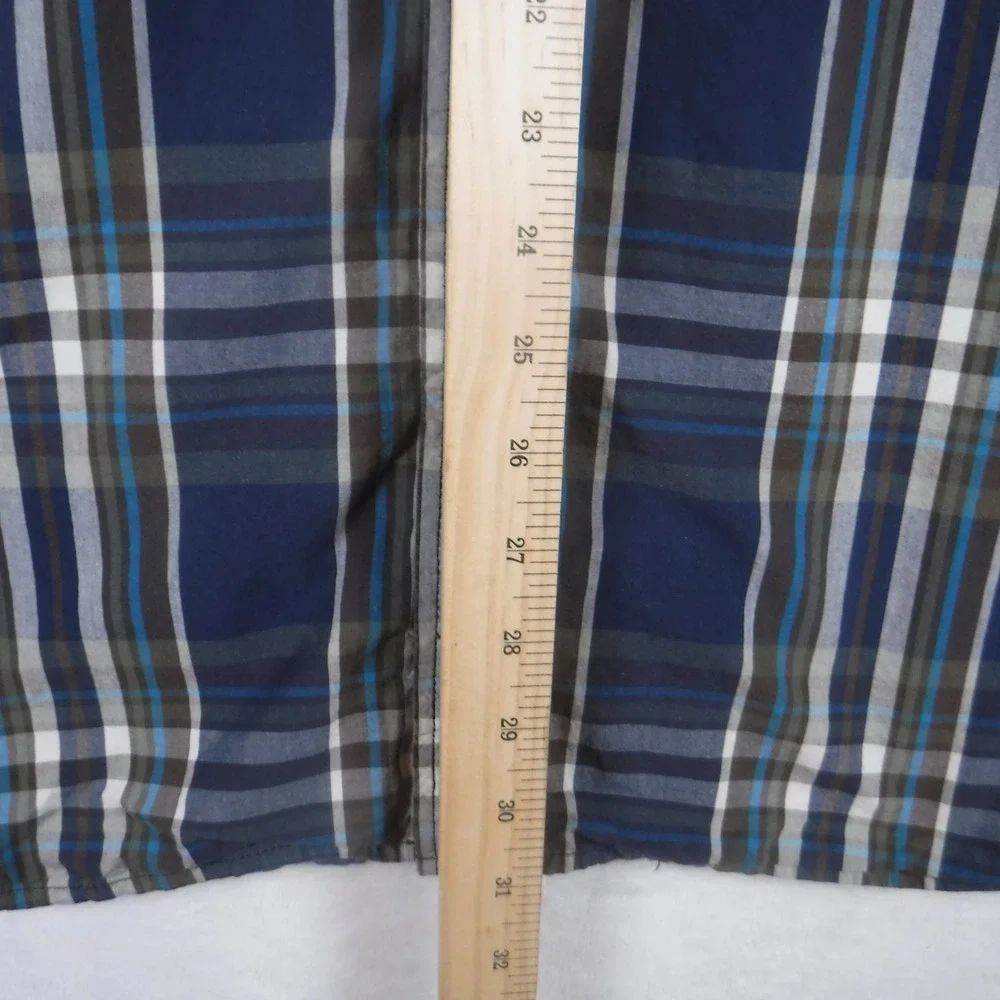 The North Face Mens XXL Blue Plaid Cotton Long Sleeve Button Down Shirt